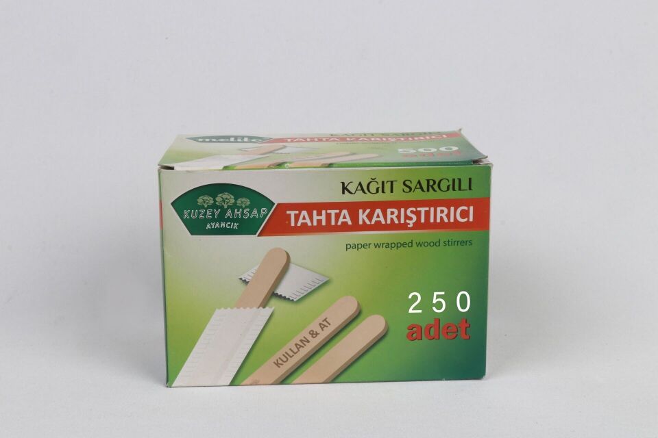 Kağıt Sargılı Tahta Karıştırıcı - Çay/Kahve - 250'li - 12 Kutu